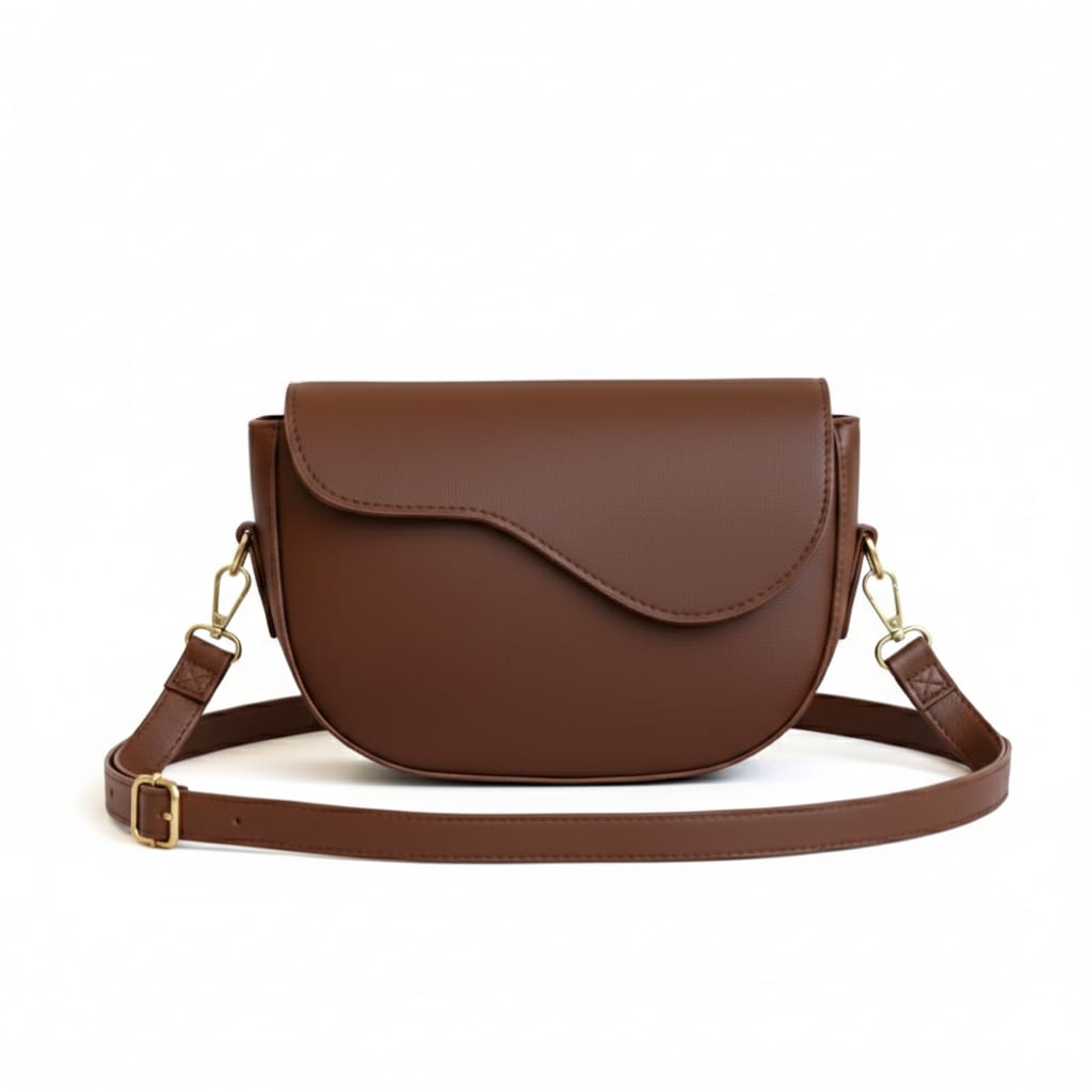 Women's Black Asymmetrical Flap Crossbody Bag