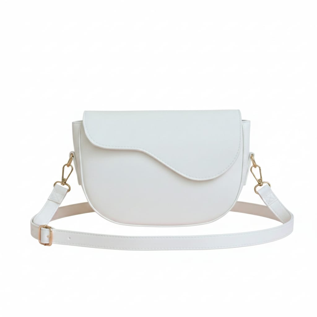 Women's Black Asymmetrical Flap Crossbody Bag