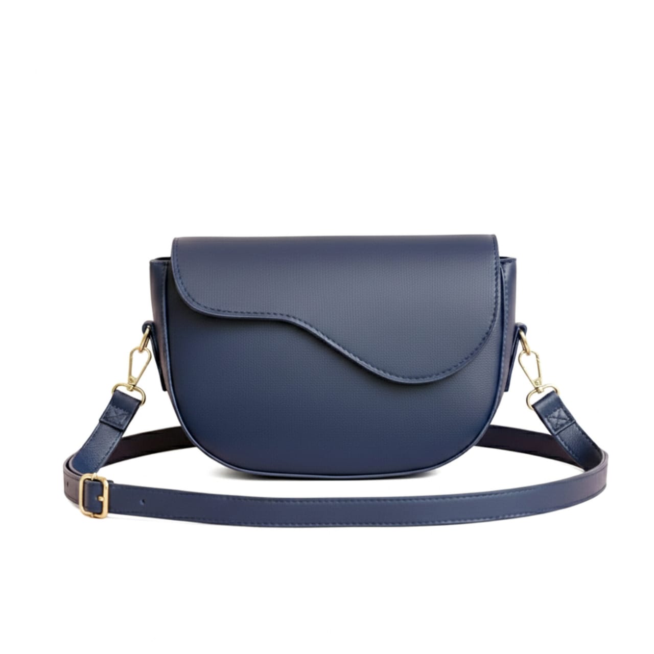 Women's Black Asymmetrical Flap Crossbody Bag